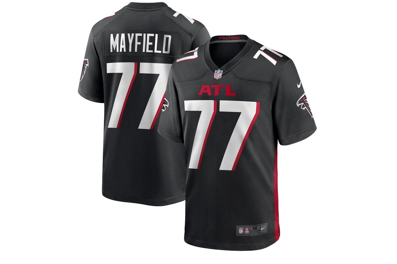 Men Atlanta Falcons #77 Jalen Mayfield Nike Black Game NFL Jersey